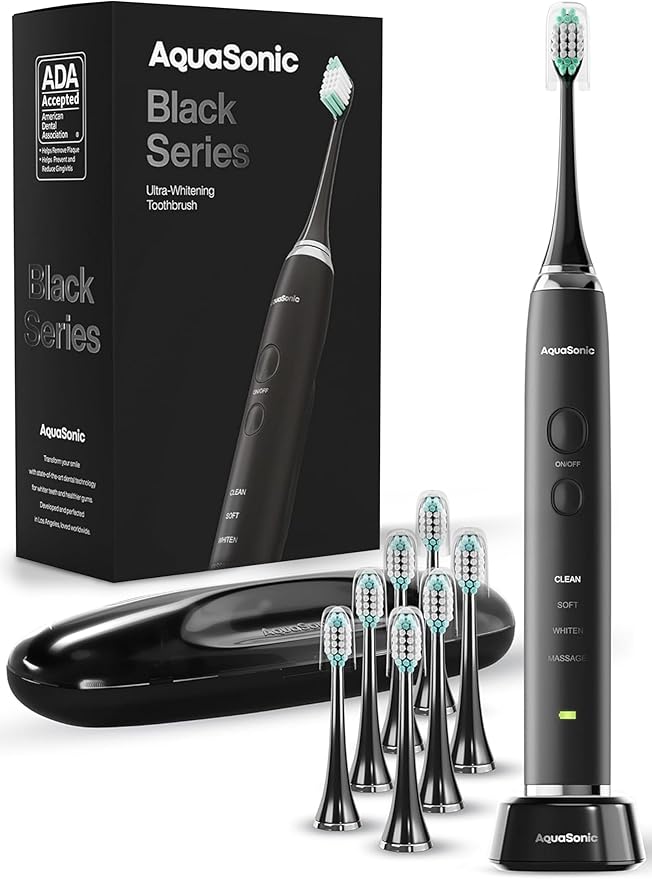 Aquasonic Black Series Ultra Whitening Toothbrush, Black